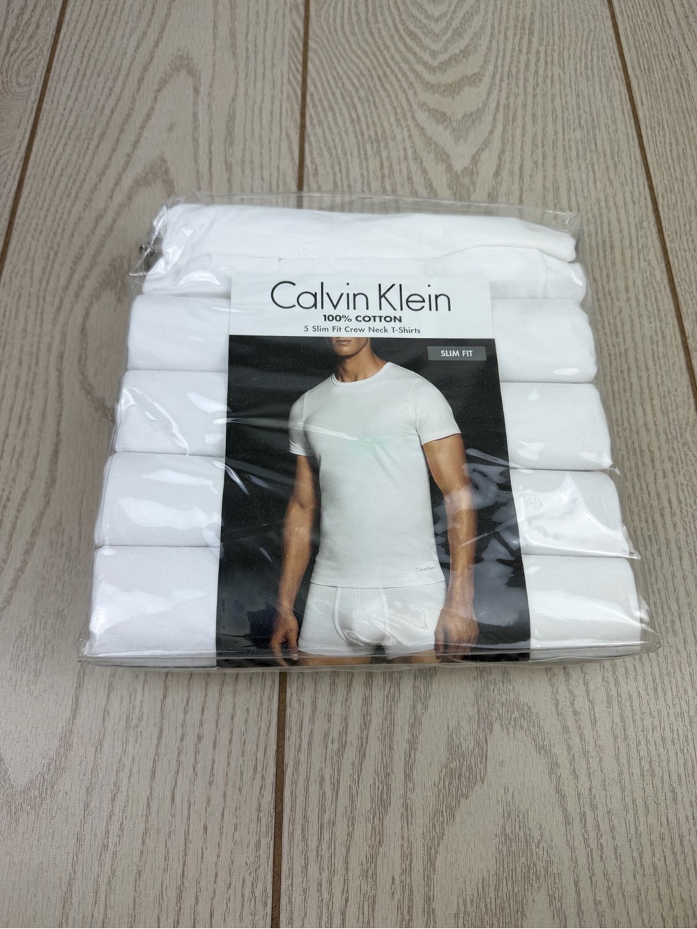 Calvin Klein Men's 100% Cotton 5 pack Slim Fit Crew Neck T-Shirts S White $64.50